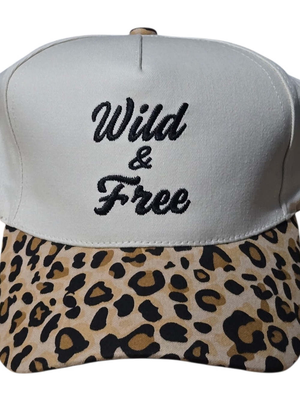 Zenana Wild & Free Leopard Brim Trucker Hat - Cream & Tan